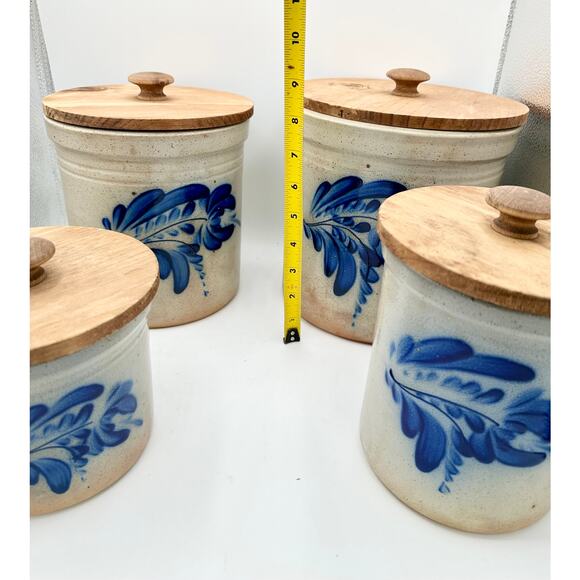 1995 Vintage Signed Eldreth Pottery 4pc Cannister Set - Picture 2 of 16